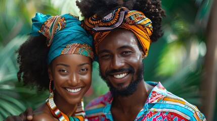 portrait of African couple in ethnic clothes 