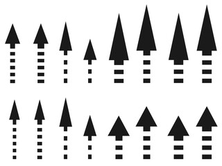 破線のシンプルな矢印セット