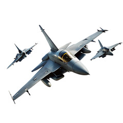 Modern fighter jet military airplane isolated on transparent