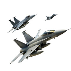Modern fighter jet military airplane isolated on transparent