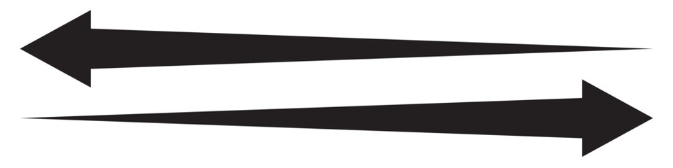 Fototapeta premium Black arrow icon, vector, silhouette. Double side Long arrows icon. Long arrow silhouette, icon vector. Long Arrow vector. Arrow pointing. Vector set of trendy long
