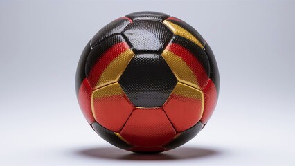 Fototapeta premium Soccer football ball in the colors of the Germany flag, yellow, red, black colors. isolated on white background, Euro Championship 2024
