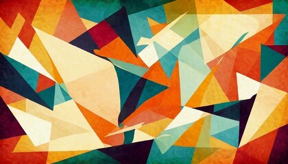 Cubist Fusion: Abstract Background with Overlapping Shapes and Fragmented Forms - obrazy, fototapety, plakaty