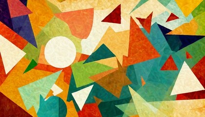 Cubist Fusion: Abstract Background with Overlapping Shapes and Fragmented Forms