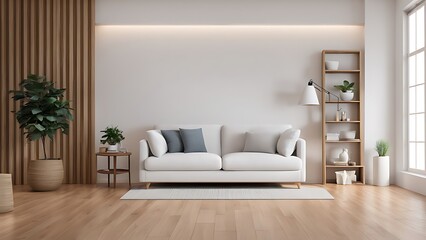  Cozy modern living room interior have sofa and decor accessories with white color wall- 3D rendering 