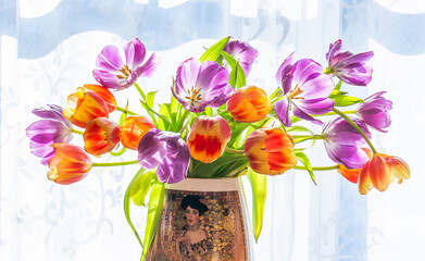 Bouquet of Spring Tulips in a Vase - Powered by Adobe