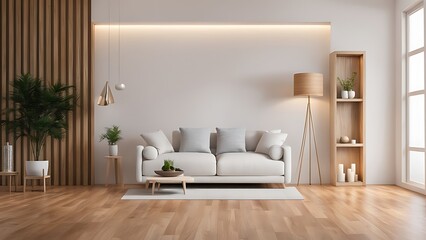  Cozy modern living room interior have sofa and decor accessories with white color wall- 3D rendering 