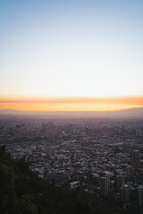 View of Santiago de Chile from San Cristobal hill during sunset