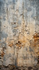 weathered brick wall with peeling paint