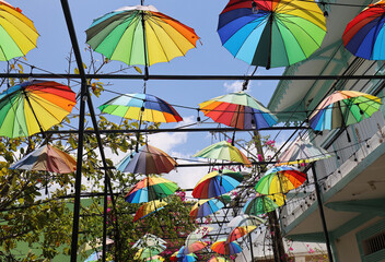 Colorful umbrellas of Dominican Republic Puerto Plata