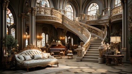Ornate and detailed interior of a mansion