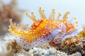 A Colorful Nudibranch Crawling on the Ocean Floor