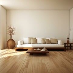 Airy and bright living room with a Japanese style