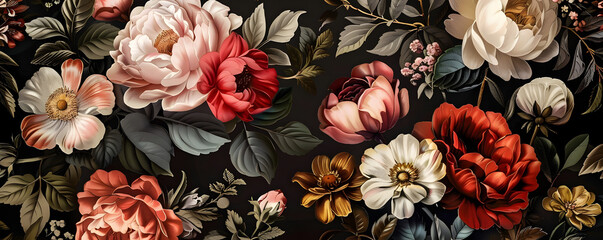 Elegant Vintage Floral Wallpaper - Luxurious Blossom Pattern Design