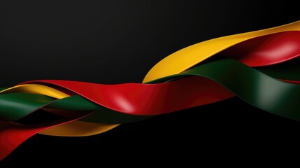 Juneteenth. Abstract background with intertwined ribbons in black, red, and green colors