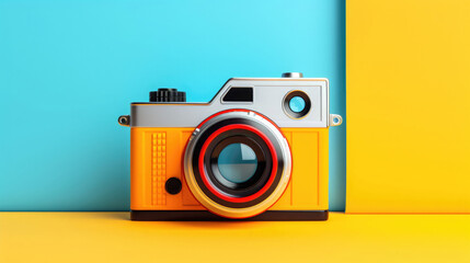 Vintage camera on a bright background