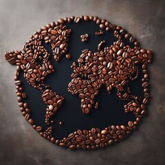 Worldmap made of Coffeebeans