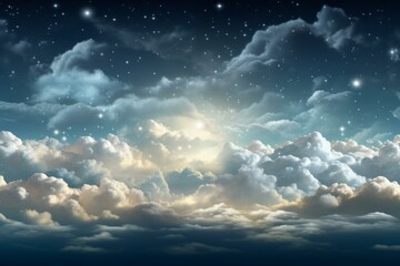 Above the cloudscape during the night