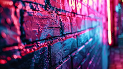 Closeup of Vibrant Graffiti and Neon