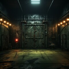 rusty metal door in a dark room