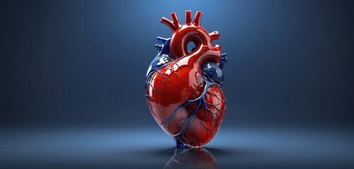 A heart, a muscular organ, reflective and transparent like glass. Organ of the human body