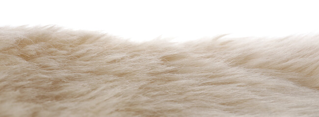 Soft beige faux fur isolated on white