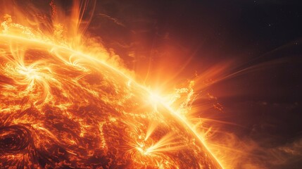 Close up view of sun as the source of energy concept. Generative ai