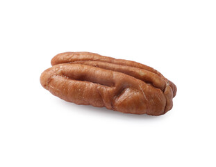 One tasty pecan nut isolated on white