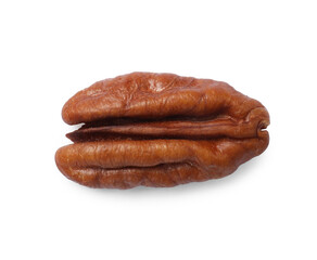 One tasty pecan nut isolated on white, top view