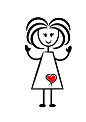 Set of man and woman drawing, different poses, stick figure people