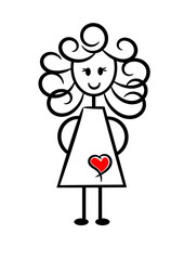 Set of man and woman drawing, different poses, stick figure people