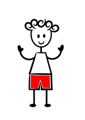 Set of man and woman drawing, different poses, stick figure people