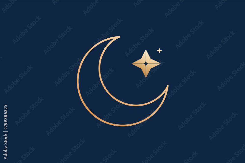 Aufkleber minimalist design embodying simplicity and elegance of new moon on dark background.