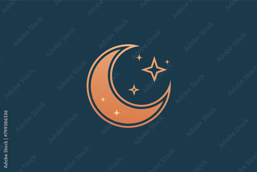 Aufkleber minimalist design embodying simplicity and elegance of new moon on dark background.
