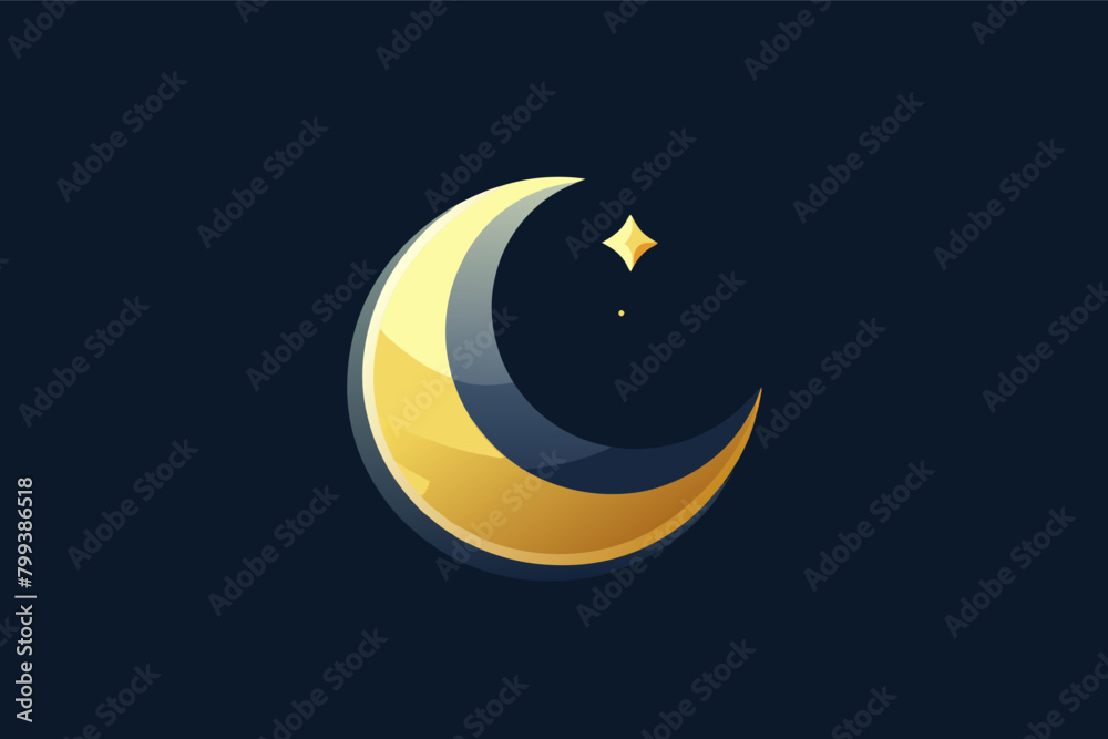 Poster minimalistic new moon vector on black background