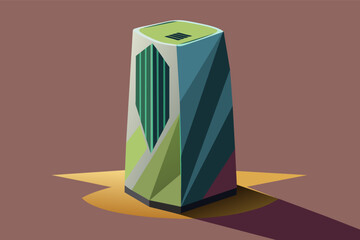 minimalist air purifier that appears as a sleek, geometric sculpture.