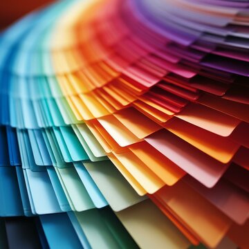 A rainbow of colors in a paint swatch book