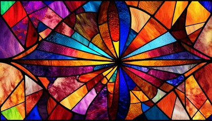 Stained Glass Symphony: Abstract Background with Colorful Geometric Shapes