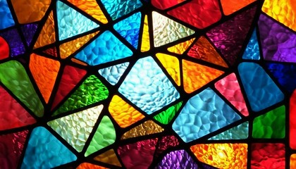 Stained Glass Symphony: Abstract Background with Colorful Geometric Shapes