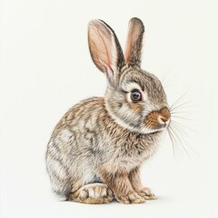 Obraz premium Cute bunny rabbit sitting on white background