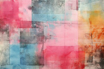 Pink blue and orange abstract painting