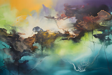 Obraz na płótnie Canvas Infinite Inspiration Isle, abstract landscape art, painting background, wallpaper, generative ai