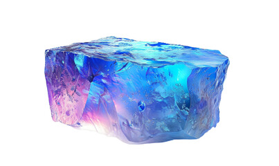 Fototapeta premium Vibrant Blue Ice Cube with Crystal Clear Textures on transparent background