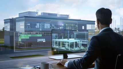 Smart Energy Management Facility Manager Monitoring Digital Twin Interface with Virtual Building Systems and SEO Analytics Tools