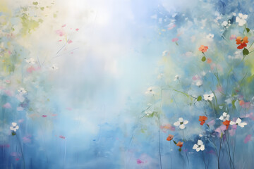 Tranquil Summer Tranquility, abstract landscape art, painting background, wallpaper, generative ai