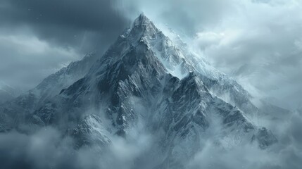 Obraz premium A majestic snow capped mountain towering above the clouds