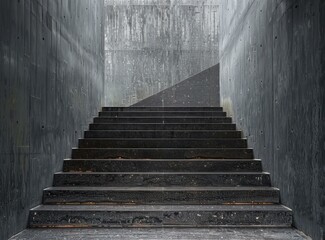 Black concrete staircase in a modern building