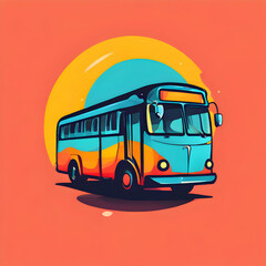 simple bus logo vector with abstract colors
