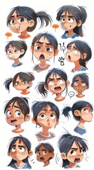 A Collection of Cute and Diverse Girl Facial Expressions