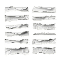 A collection of torn paper design materials, some torn paper on a transparent background.